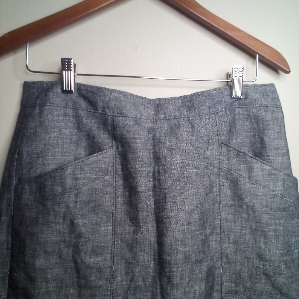 Ann Taylor Skirt 6 Linen Blend Fully Lined Gray - Picture 10 of 13